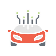 Smart car icon in flat color style