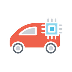 Smart car icon in flat color style