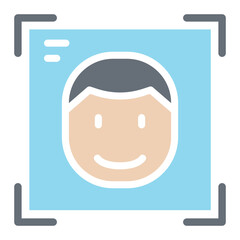 Face detection icon in flat color style