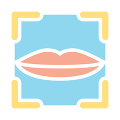 Lips scan icon in flat color style