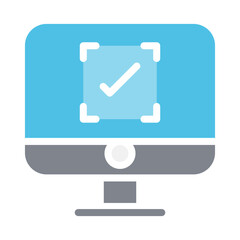 Face detection icon in flat color style