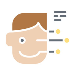 Face detection icon in flat color style