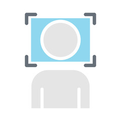Face detection icon in flat color style