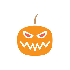 Halloween pumpkin icon in flat color style