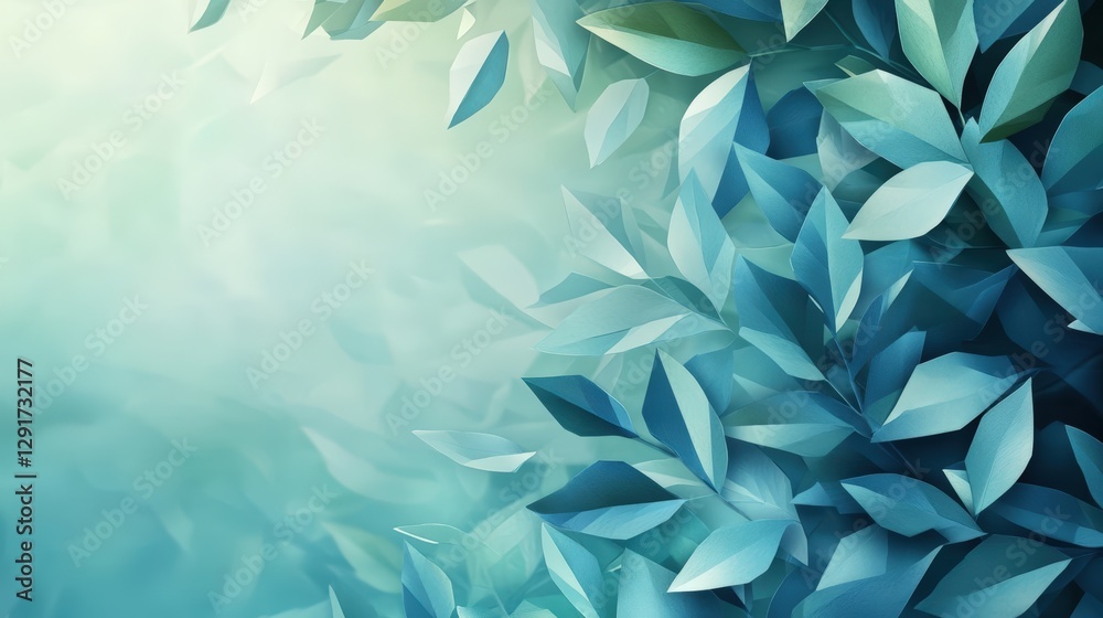 Poster abstract blue and green background with fluid shapes and textures creating a beautiful and dynamic v