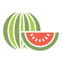 Watermelon icon in flat color style