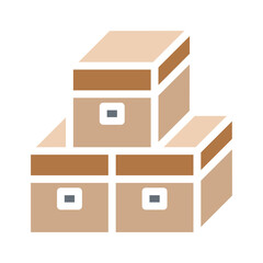 Box icon in flat color style