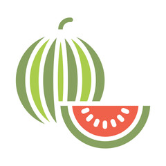 Watermelon icon in flat color style