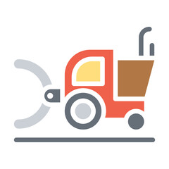 Tractor icon in flat color style