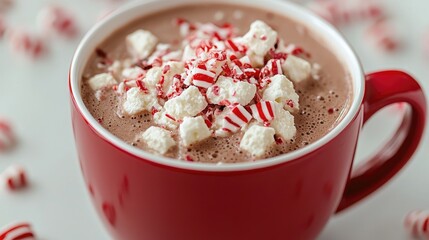 Peppermint Hot Chocolate in Red Mug