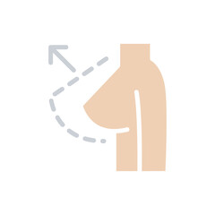 Breast augmentation icon in flat color style