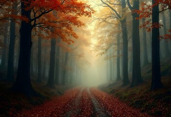 Autumn in the forest, generative ai