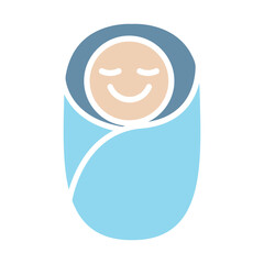 Baby icon in flat color style
