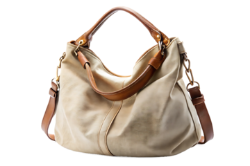 Striped Canvas Hobo Bag with Leather Straps