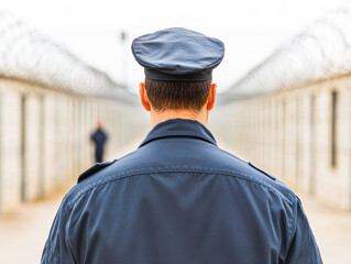 Obraz premium Guarding justice a prison officer's vigil at a correctional facility