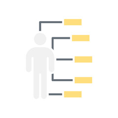 Body scanning icon in flat color style