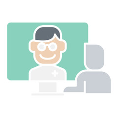 Online Doctor icon in flat color style