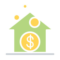 Real estate investment icon in flat color style