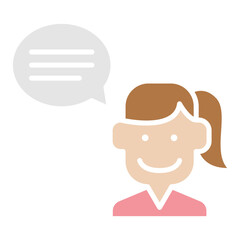 Talking, speaking icon in flat color style