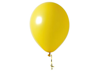 Bright yellow balloon with a tied ribbon, cut out