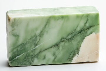 Beautiful jade stone with intricate green patterns displayed on a neutral background showcasing its natural beauty and unique textures