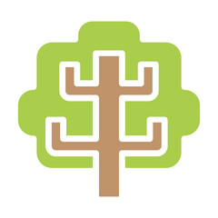 Tree icon in flat color style