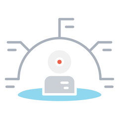 AI, artificial intelligence icon in flat color style