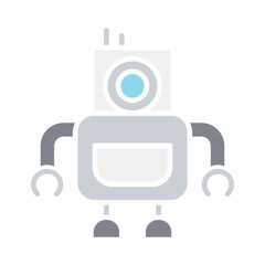 Robot icon in flat color style