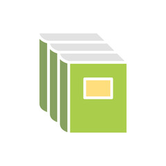 Book icon in flat color style
