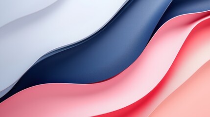 Fototapeta premium Modern abstract background with pink, blue and white wavy shapes in 3D rendering banner.