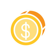 Coin icon in flat color style