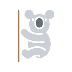 Koala icon in flat color style