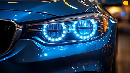 Fototapeta premium Car headlight at night