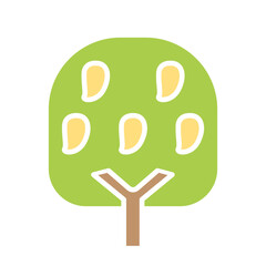 Mango tree icon in flat color style
