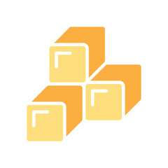Mango cube icon in flat color style