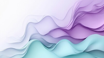 Fototapeta premium Abstract wavy background with pastel purple and blue gradients.