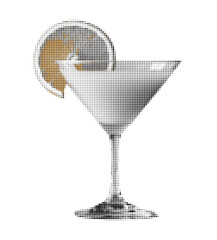 Martini Coctail Party Liquor Drink Halftone Effect Retro Vector Illustration
