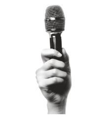 Hand Holds Microphone Halftone Effect Retro Vector Illustration