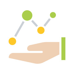 Graph icon in flat color style