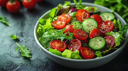Vibrant and Colorful Mixed Salad Arrangement in a Minimalist Contemporary Food Art Photography Style  Healthy Plant based Ingredients Displayed in a Clean Elegant Composition
