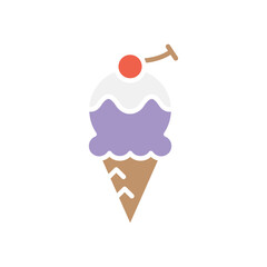 Ice cream icon in flat color style