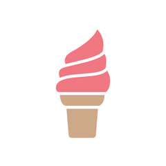 Ice cream icon in flat color style