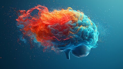 Fototapeta premium Abstract brain with vibrant color swirls.