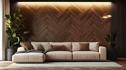 Beautiful Modern Living room Interior with furniture's ,mockup frame , posters, wall -3d Rendering