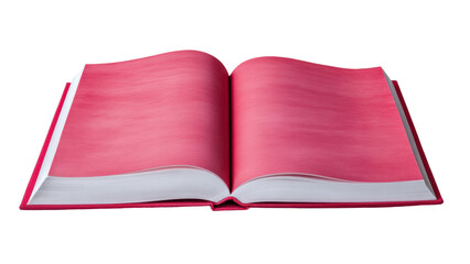 Open pink book with blank pages, cut out