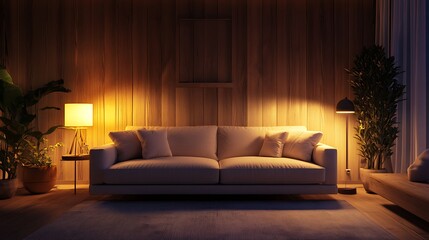 Beautiful Modern Living room Interior with furniture's ,mockup frame , posters, wall -3d Rendering