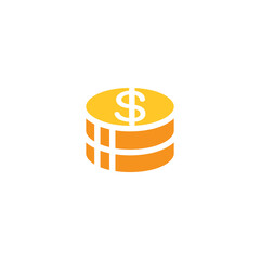 Coin icon in flat color style