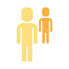 Two people icon in flat color style
