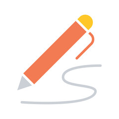 Sign contract icon in flat color style