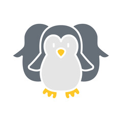 Penguin icon in flat color style
